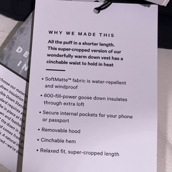 LULULEMON WUNDER Puff SUPER CROPPED vest BLACK SIZE 4 6 8 perfect cute NWT - Picture 3 of 5